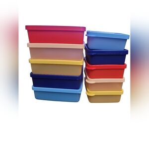 Tupperware Square Away Containers 6 oz. , 13.5 oz. Keeper Containers Set of 10